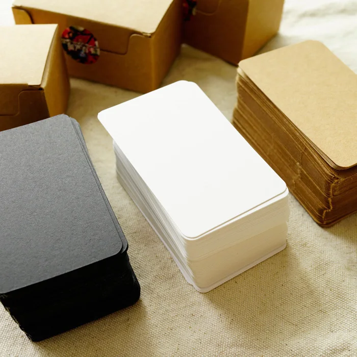 

100 Sheets Premium Blank Kraft Paper Black White Cards for Message Notes DIY Handcraft Journal Word Bookmark Card Stationery