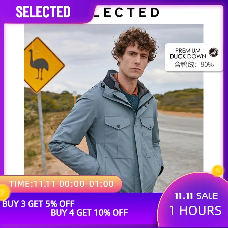 

SELECTED Men Mid-length Detachable Lining Parka Outwear Coat Business-casual Down Jacket Clothes S | 419412594