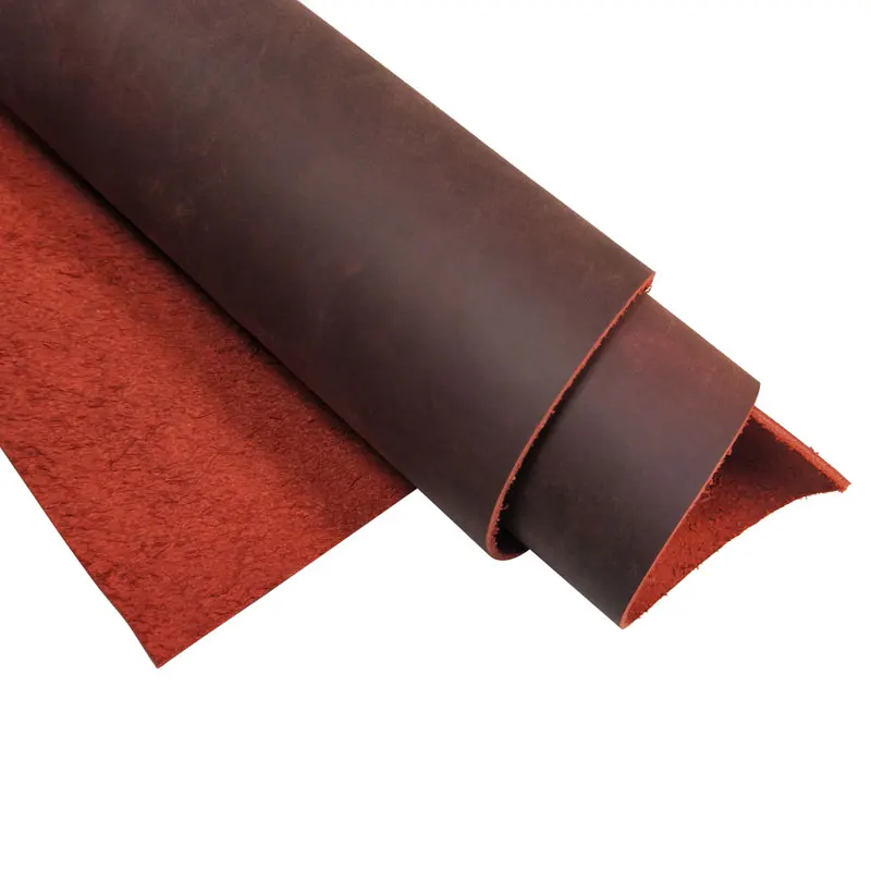 

Genuinue Crazy Horse Cowhide Leather Wine Red First Layer Vintage Oil Tanned Leather Piece Material for DIY Hand Leathercraft