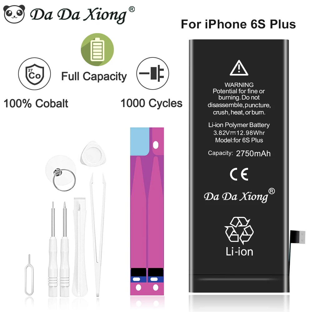 100% Оригинальный аккумулятор Dadaxiong для телефона iPhone 6s Plus с реальной емкостью 2750