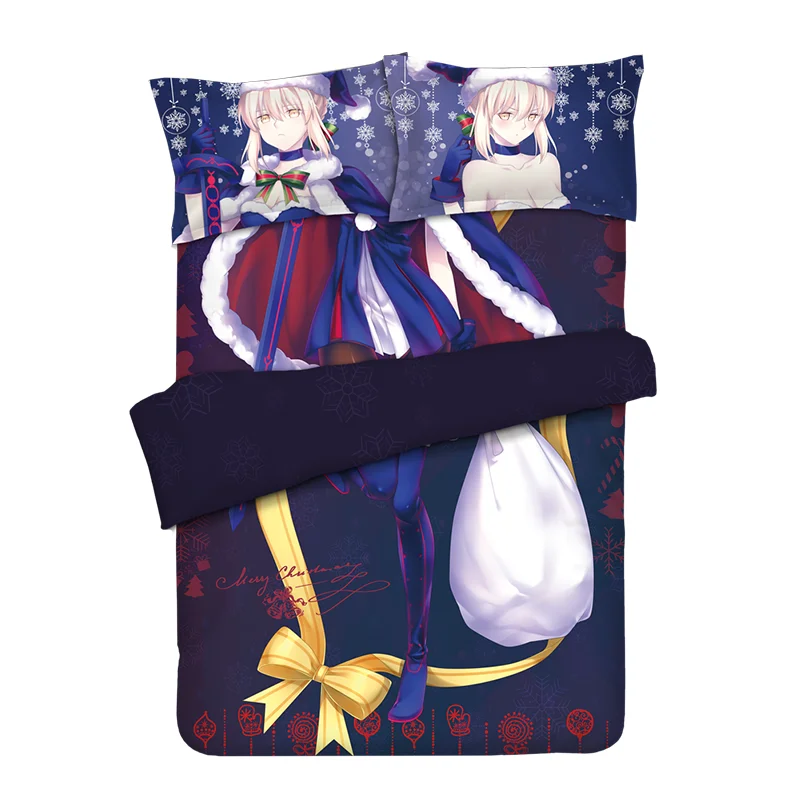 

Anime Fate/Grand Order 4pcs Bedding Sets Bed Sheet Quilt Cover Pillowcase FGO Saber Christmas Alter Four Piece-Suit Bedding Bag