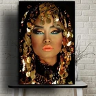 Женская полотняная фотографии блестящий золотой макияж дома настенные художественные плакаты и принты настенные картины для гостиная украшение дома Куадрос