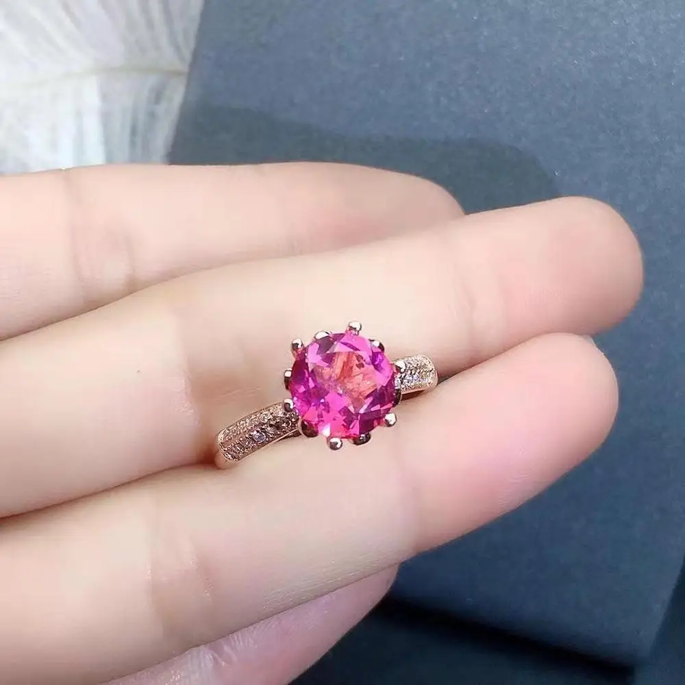 

High-Quality Pink Topaz Gemstone Simple Trendy Ring S925 Silver Charm Fine Fashion Jewelry for Women Free Shipping Hot Sale