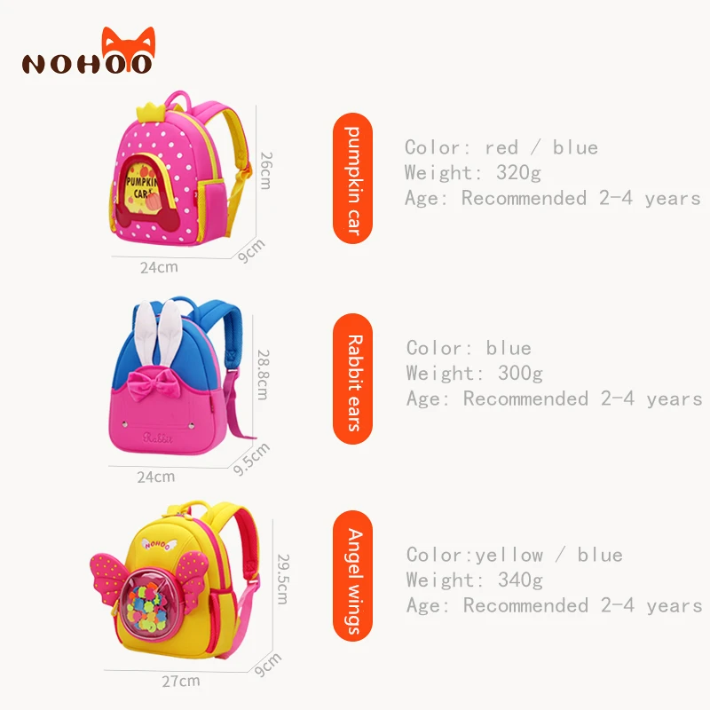 NOHOO 3D из мультфильма «тролли школьная сумка Детские рюкзаки Ангел школьная сумка Wings ребенок неопреновый Рюкзак mochila escolar подарки для детей