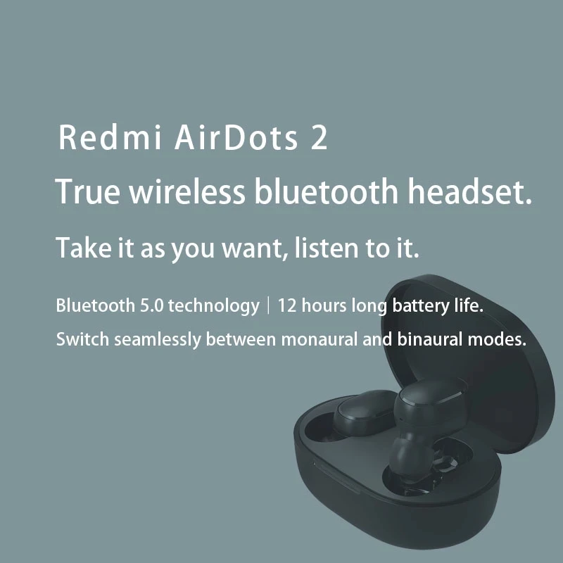 저렴한 Original Xiaomi Airdots 2 무선 이어폰 Redmi Airdots 2 TWS 블루투스 이어폰 소음 감소 자동 링크 100 개/몫