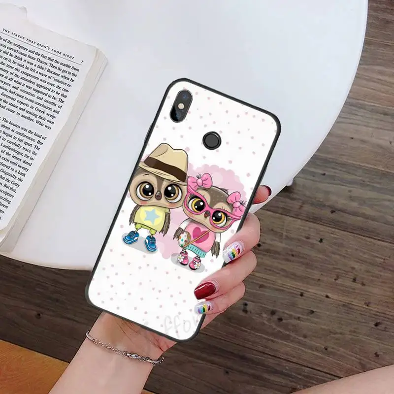 

Owl Hearts Lover cute cartoon luxury design Phone Case shell For Xiaomi Redmi note 7 8 9 t k30 max3 9 s 10 pro lite