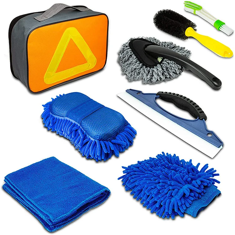 

7pcs Set Car Wash Cleaning Tool Kit Car Detailing Tools Wash Combination Wipe Package Cloth Special Towel with Storage Bag