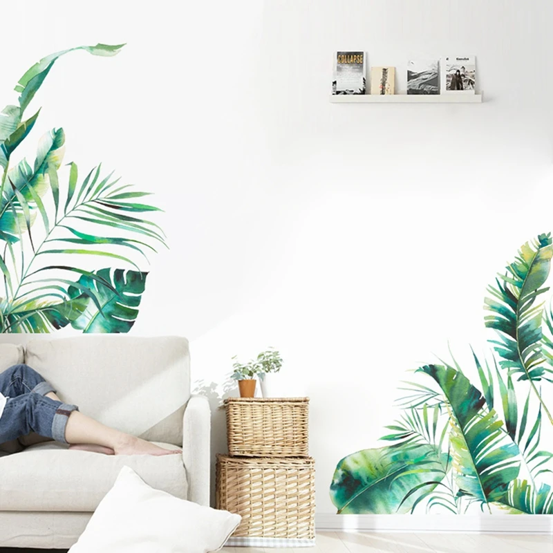

Tropical Vegetation Series Wall Sticker Bedroom Living Room Home Decoration Mural Sofa Background Wallpaper Green Decals