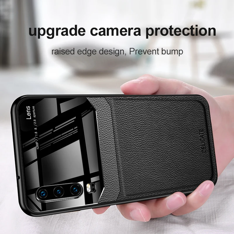 Huawei P30 Pro Case Luxury Leather + hard PC Skin protective Back Cover for Lite P 30 phone shell case | Мобильные телефоны и