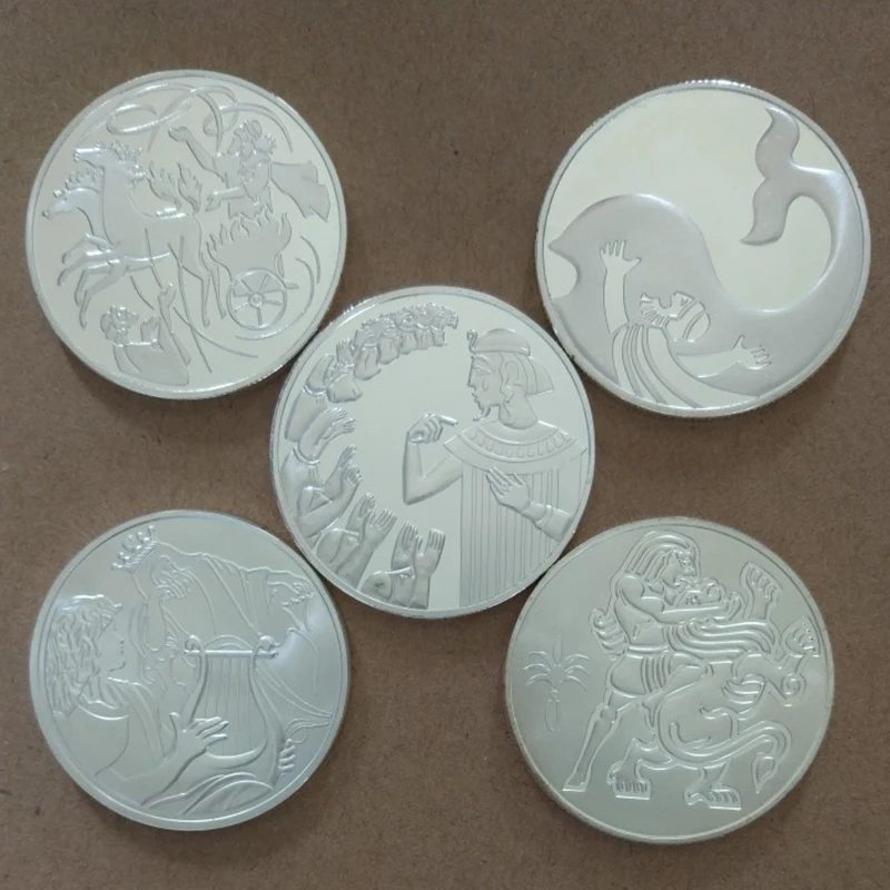 5 шт. Библейская история о Лорде Иисусе металлические посеребренные монеты