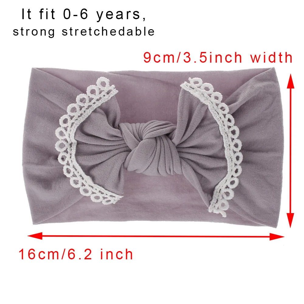 

1PC Super Soft nylon Bow knot lace Children Head Bands Occident Fashion Solid Head Wear Children Hair Accessories