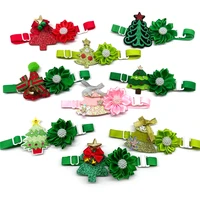 3050pcs pet puppy dog christmas tree flower style adjustable dog bow ties dog accessories for small middle dog xmas collars