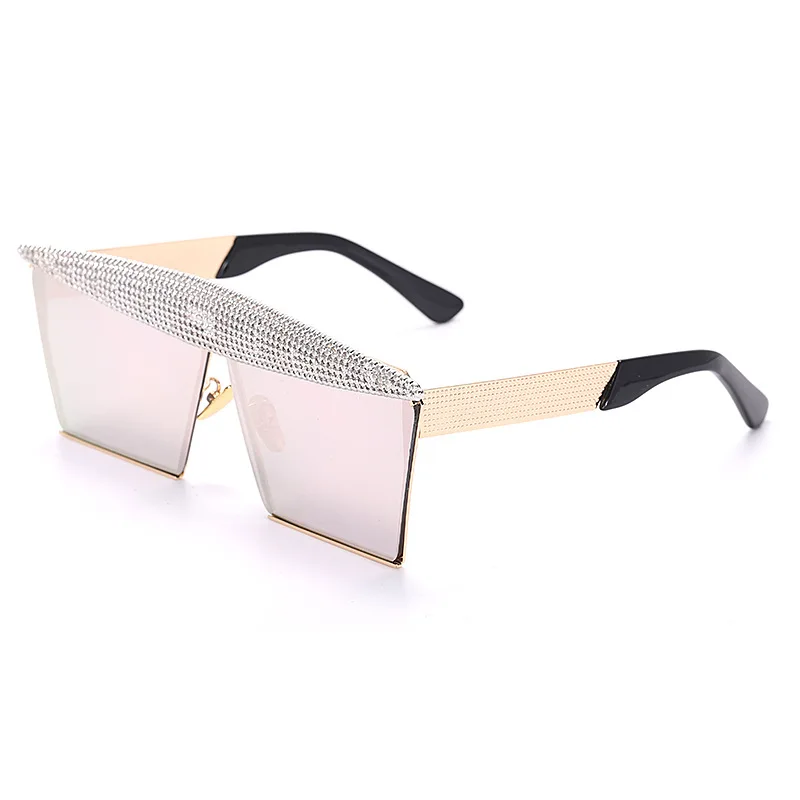 

Colorful New Sunglasses Lady Square Trendy All-match Point Drill Big Frame Shading High-end Luxury Designer Tide Sunglasses