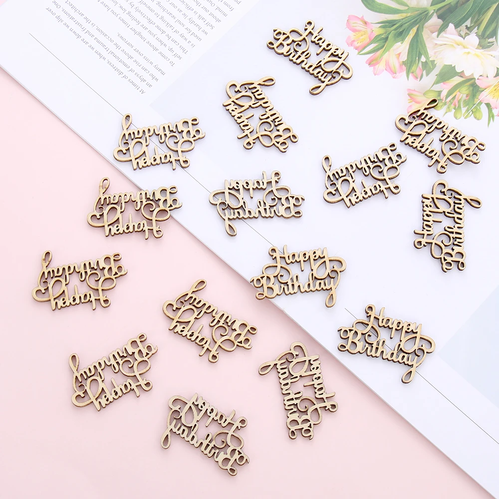 Деревянные ломтики С Днем Рождения 15 шт. лазерная вырезка ручная работа букв