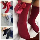 Носки с бантом, летние весенние сетчатые носки для новорожденных девочек и детей на Рождество, зимние Нескользящие махровые хлопковые носки до колена для принцессы