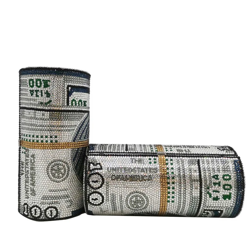 Новый дизайн роскошные женские кошельки с кристаллами и бриллиантами $100 рулон