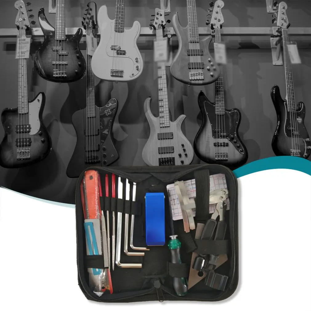 

Guitar Tool Kit Repairing Maintenance Tools String Organizer String Action Ruler Gauge Measuring Tool Hex Wrench Set Files Fin