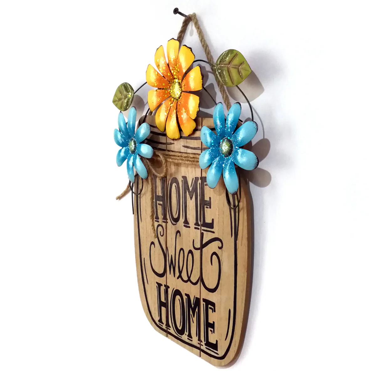 

Wood Watercolor Flower Garden Metal Room Tabletop Block Sign for Home And Garden (B)