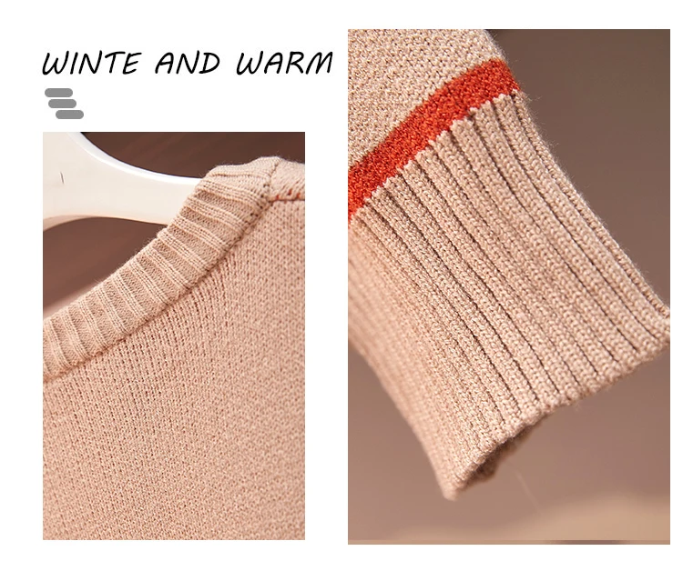 SWEETXUE, Женский комплект из 2 предметов, штаны, размера плюс, Осень-зима, вязаный, круглый вырез, узор, для девушек, свободный свитер, штаны, повседневный костюм