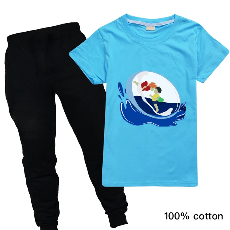 

2020 Fashion Harajuku Anime Cartoon Ponyo Tops Kids Boys Clothes Long Pants Outfit Children Girls Clothing Sets Summer Halloween
