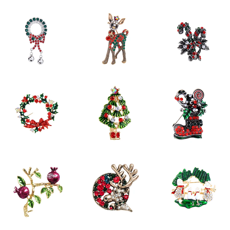 Merry Christmas серия брошь лося сапоги красный зеленый заколки кристаллы для женщин