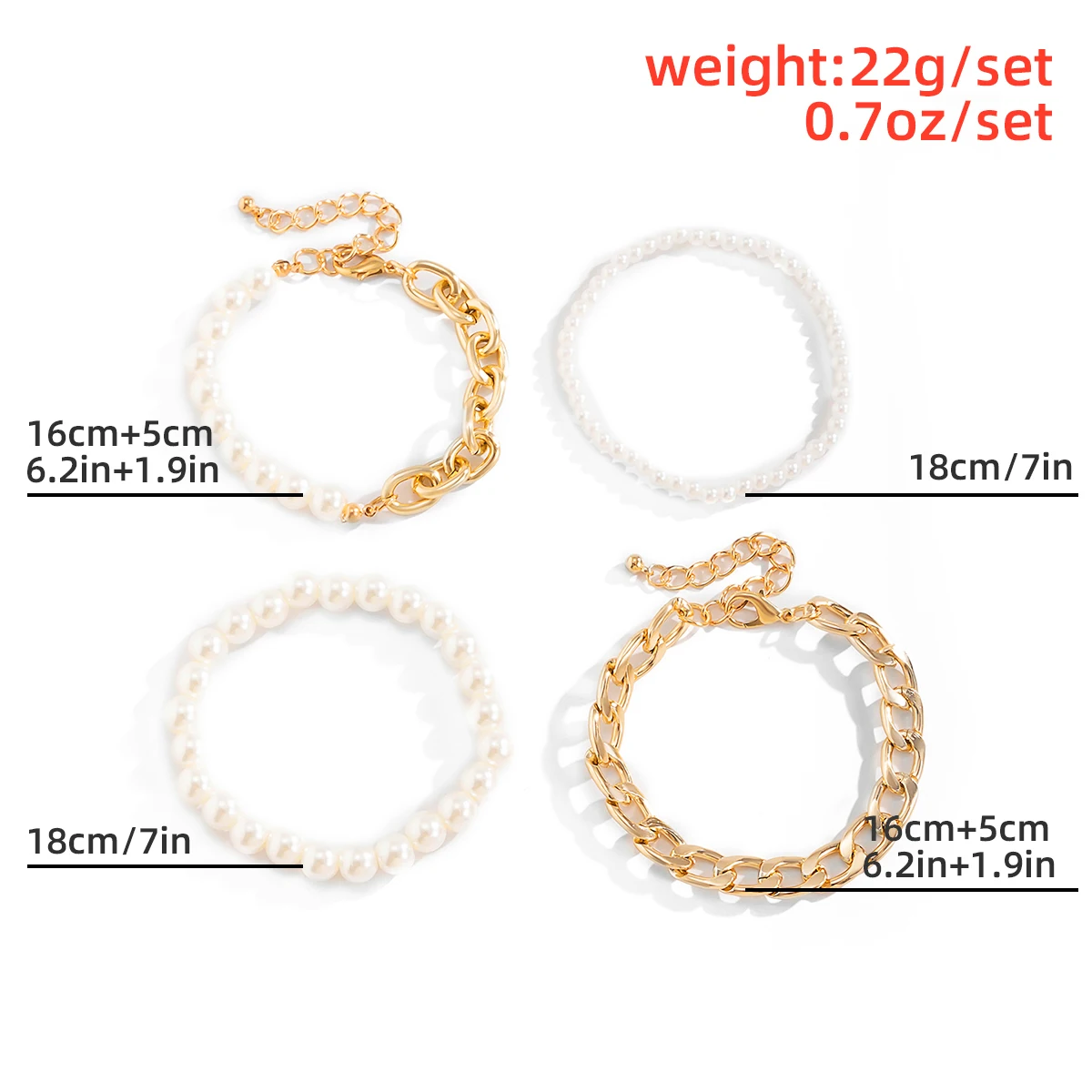 

Kpop Aluminium Imitation Pearl Strand Bracelet for Women Girls Vintage Beads Link Chains Couple Bracelet on Hand Fashion Jewelry