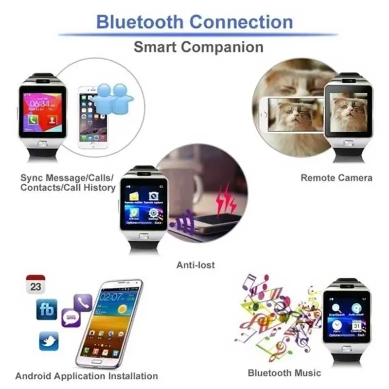 DZ09 Bluetooth Смарт-часы мобильный фитнес-трекер портативные носимые наручные часы |