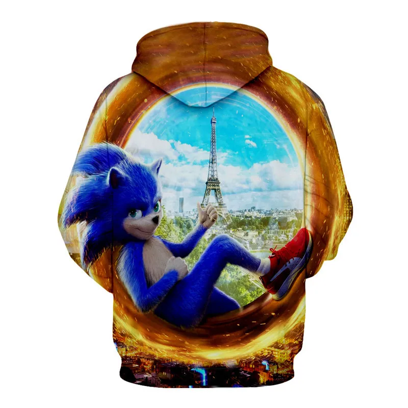 Sonic 3D Модный пуловер худи Повседневная Толстовка с длинными рукавами 3D Одежда для мальчиков и девочек тонкий стиль детский свитер с героями мультфильмов