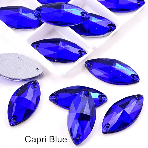 Capri Blue Многие Цвета лошадиный глаз пришить стразы маркиза, головастой формы лист с украшением в виде кристаллов Стекло пришить стразы свадебное платье Y1651 - Цвет: Capri Blue