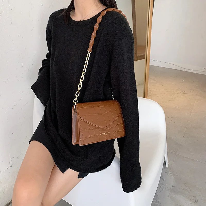 

2021 new texture small bag fashion chain shoulder handbag messenger bag ins underarm bag tote bags for women satchels