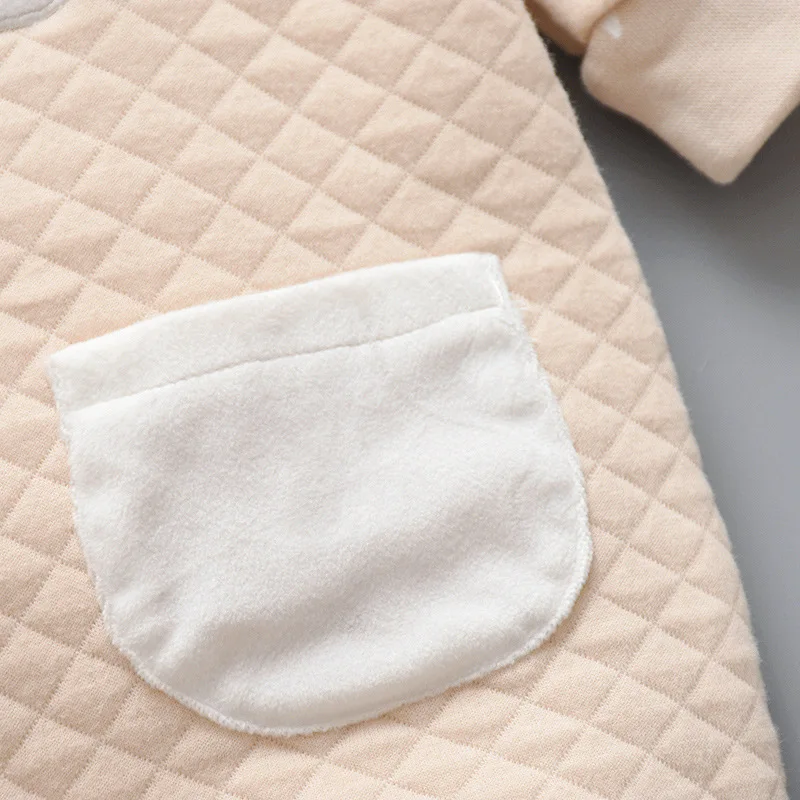 Newborn Baby Autumn Long Sleeved Cotton Rompers New Baby Boys Girls Winter Warm Thicken Jumpsuit Cartoon One Piece Outfits