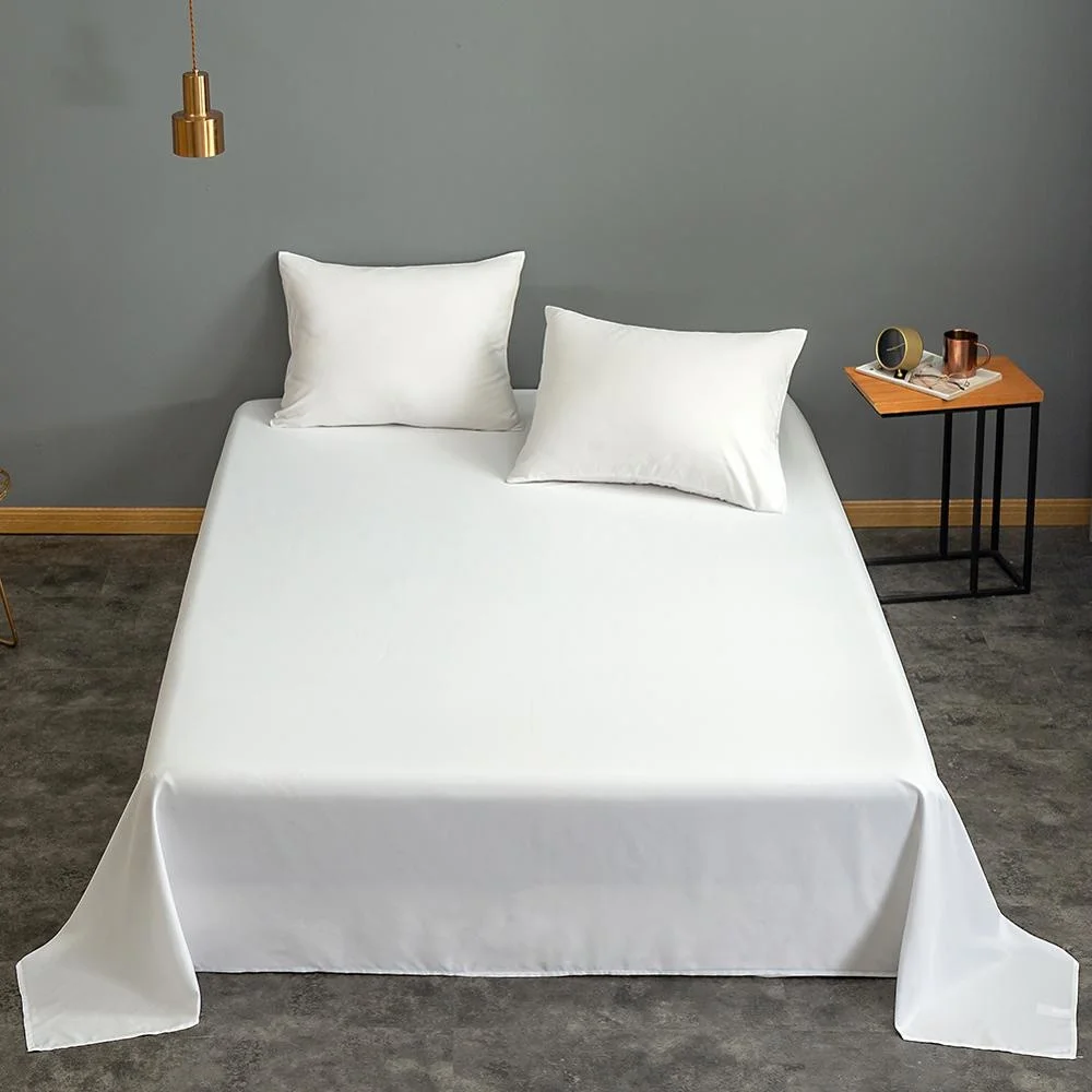 

1 pc Bed Linen White Color Plain Dyed Bed Flat Sheet Single/Queen/King Size Top Sheet sabanas Sheet for Double Bed