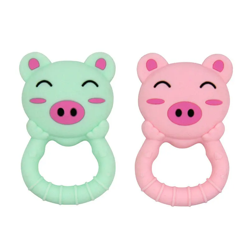 

Silicone Piggy Teether Cute Animal Teething Toy BPA Free Food Grade Silicone Chewable Bite Oral Motor Nursing Gift
