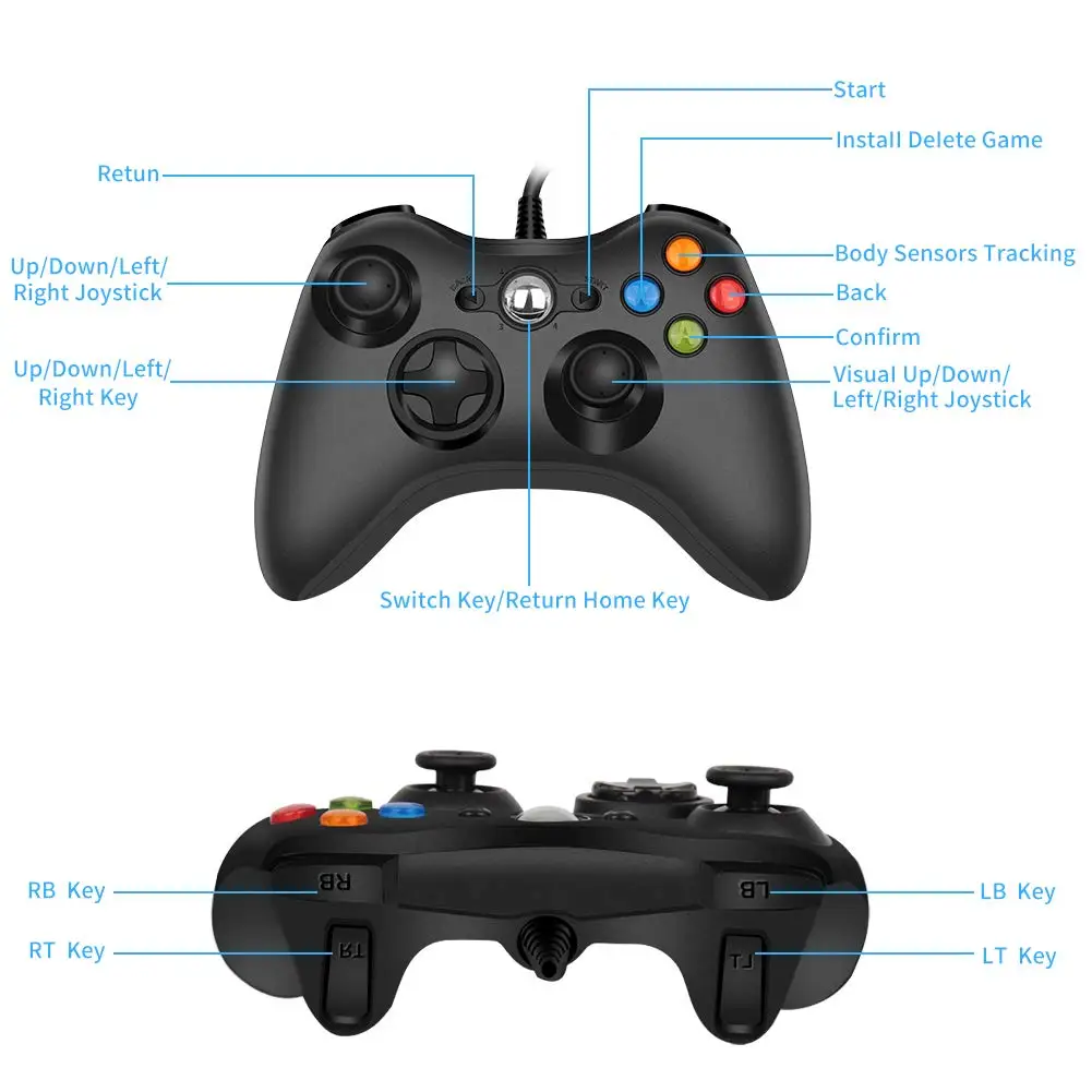 Проводной USB геймпад для Xbox 360 контроллер Windows 7/8/10 ПК Microsoft поддержка игры Steam |