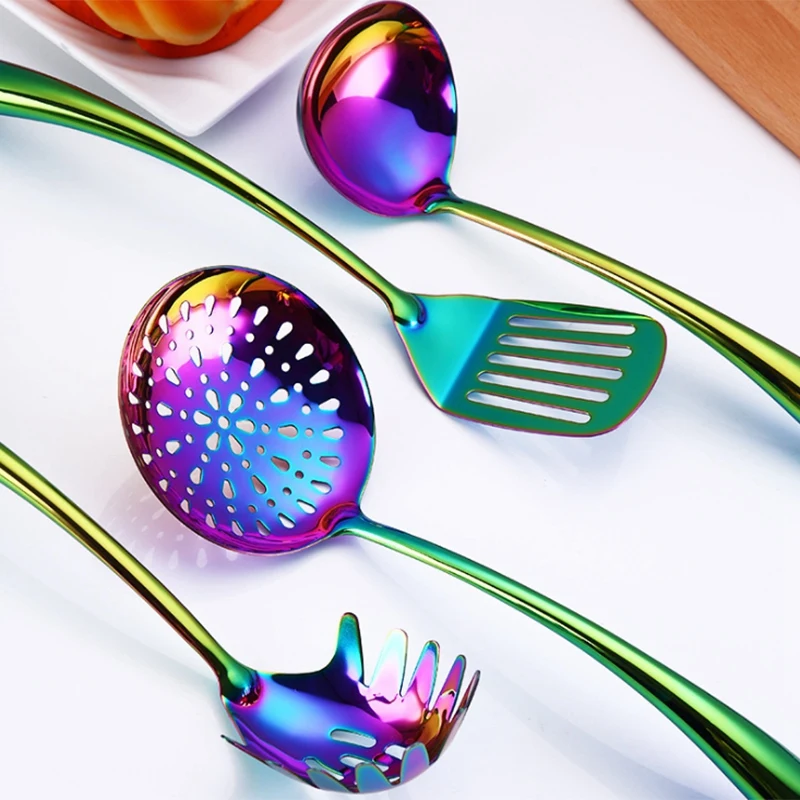 

Anti-Scalding Hollow Long Handle Arch Bridge Large Soup Spoon Frying Shovel Colander Powder Grill Set