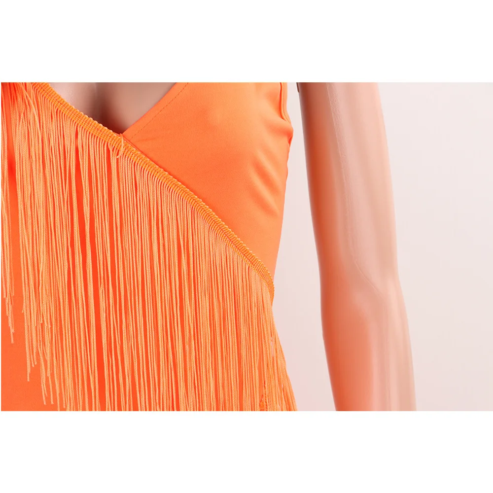 

2020 Summer New Women's Dress European And American Hot Style Model Sexy Spaghetti Strap Backless Tassels Maxi Dress