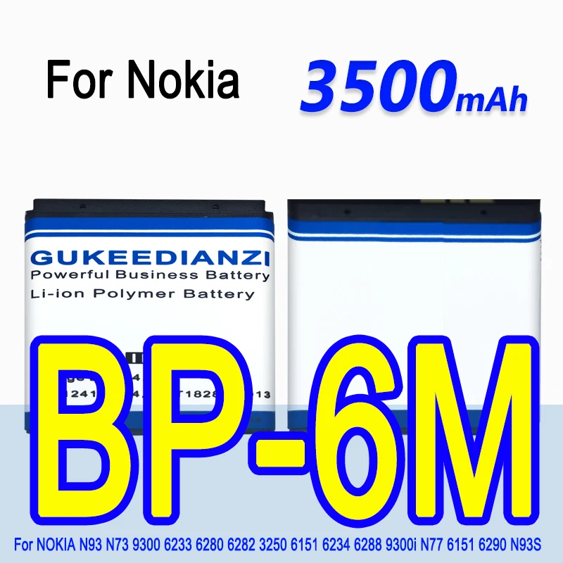 BP 6M 4100 мА/ч 100% новый мобильный телефон Батарея для NOKIA N93 N73 9300 6233 6280 6282 3250 6151 6234 6288