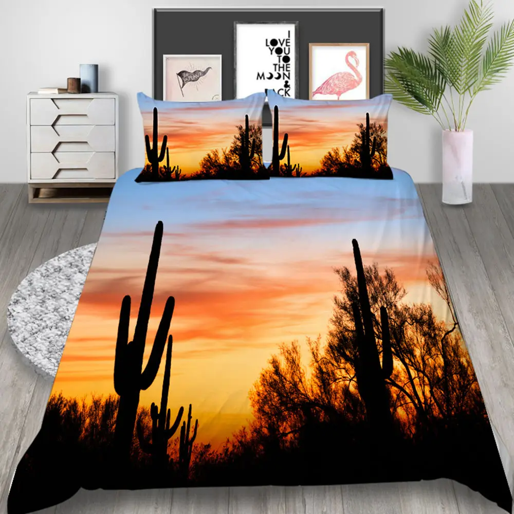 Комплект постельного белья большого размера с изображением пейзажа