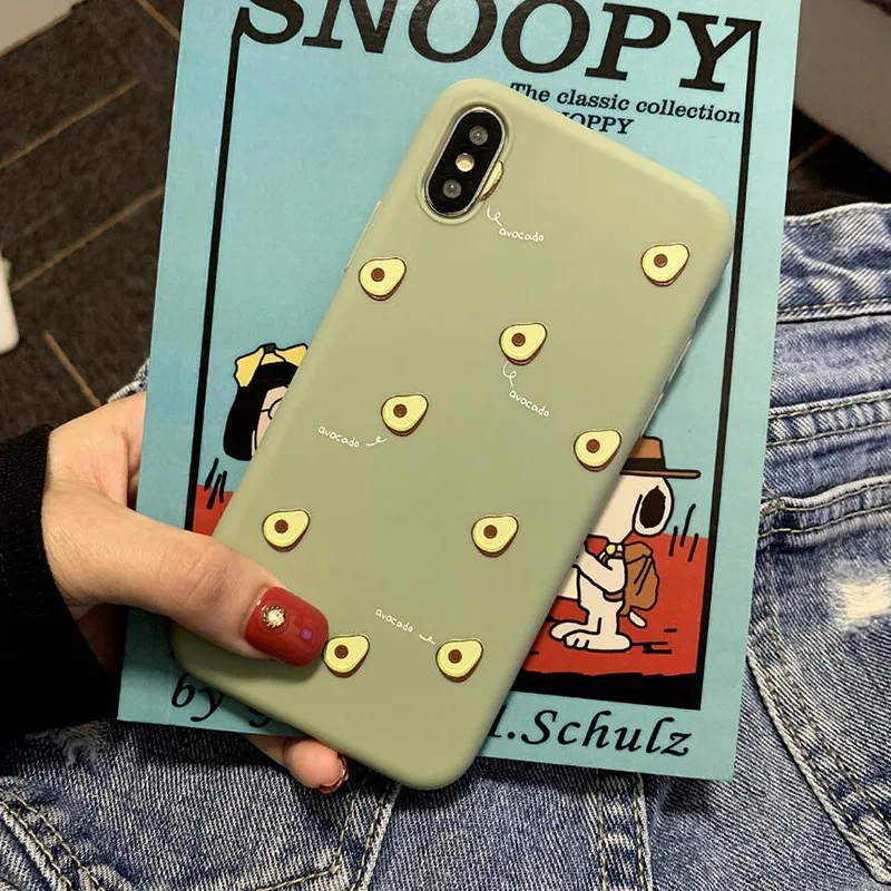 

Luxury Cute Cartoon Fruit Avocado Soft Silicone Phone Case For iphone X XR XS 11 Pro Max 12 MiNi 7 8 plus Holder Cover Armour