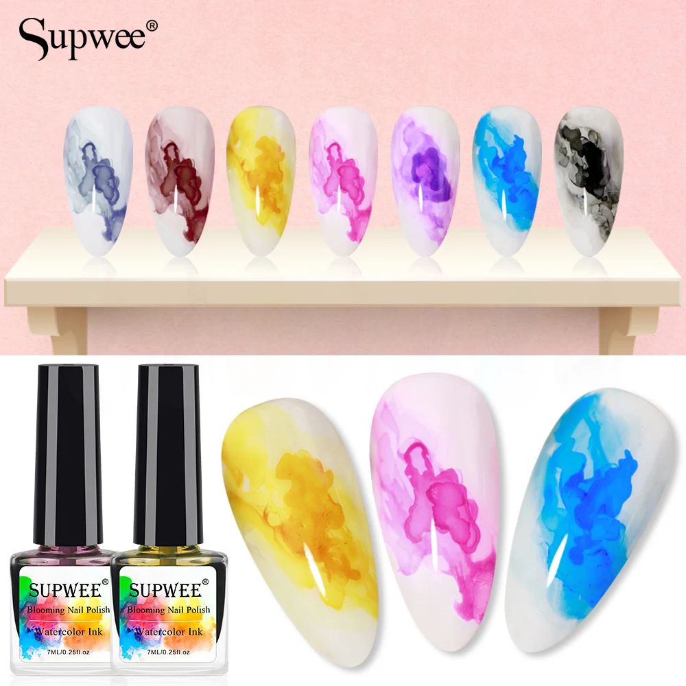 

SUPWEE 7ml Blooming Gel Nail Polish Watercolor Ink Gel Varnish Flower Smoke Effect Soak Off DIY Clear Blooming Gel For Nail Art