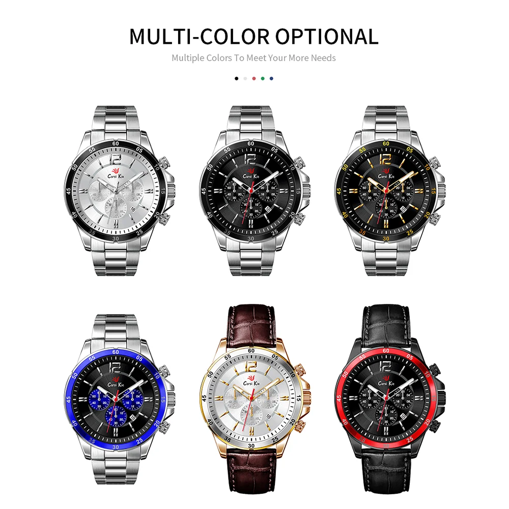 

New Blue Watches for Men 2021 Carsikie Top Luxury Brand Fashion Sports Men Watch Chronograph Quartz Wrist Watch for Man