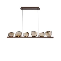 led postmodern straight art stone glass designer led chandelier lighting lustre suspension luminaire lampen for dinning room