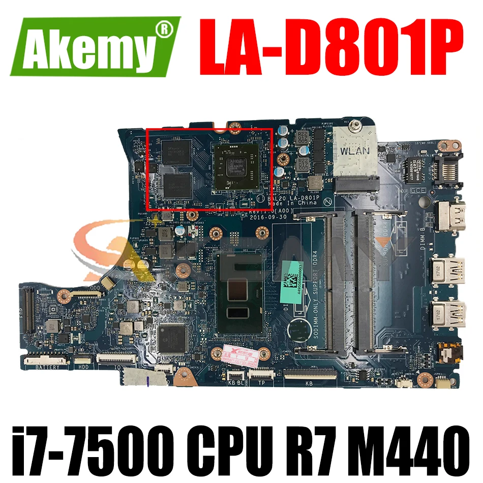 Для DELL Inspiron 15 5567 5767 материнская плата портативного компьютера с i7-7500 Процессор + R7