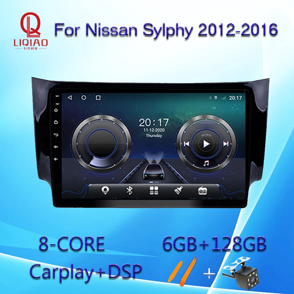 

LIQIAO Android 10.0 Car Radio Multimedia Video Player for Nissan Sylphy B17 Sentra 12 2012-2016 Carplay 6GB 128GB ROM RAM 2 Din