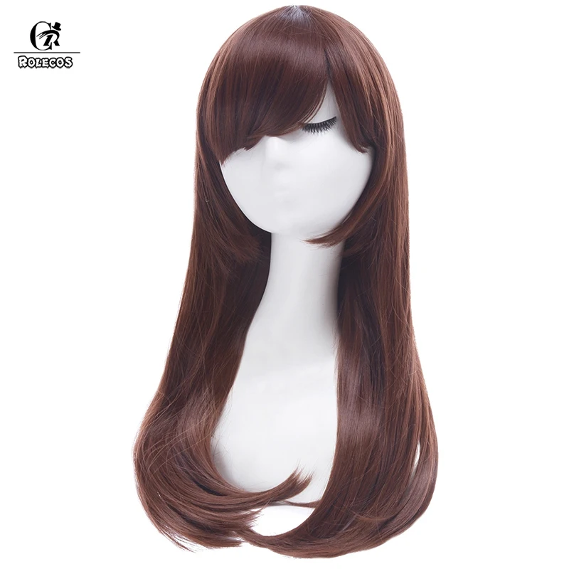 

ROLECOS OW D.VA Cosplay Wig Game Over Watch Cosplay Hana Song DVA Wig 60cm/23.62inches Long Brown Women Synthetic Hair Nature