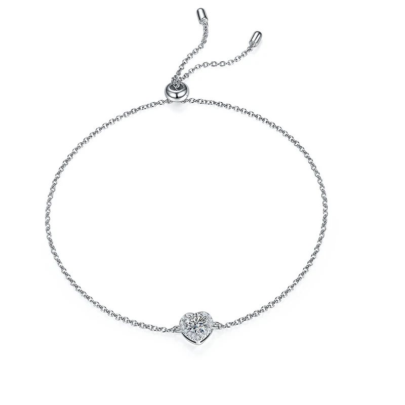 

OEVAS Real 0.5 Carat D Color Moissanite Bracelet For Women 100% 925 Sterling Silver Sparkling Heart Wedding Party Fine Jewelry