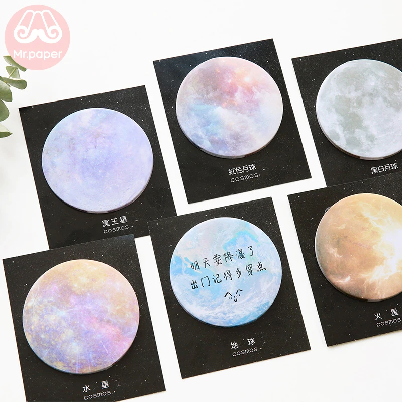

30 Pcs/lot 8 Designs Dreamy Sky Circle Round Memo Pads Sticky Notes Notepad Diary Creative Hand Account Self-Stick Note Material