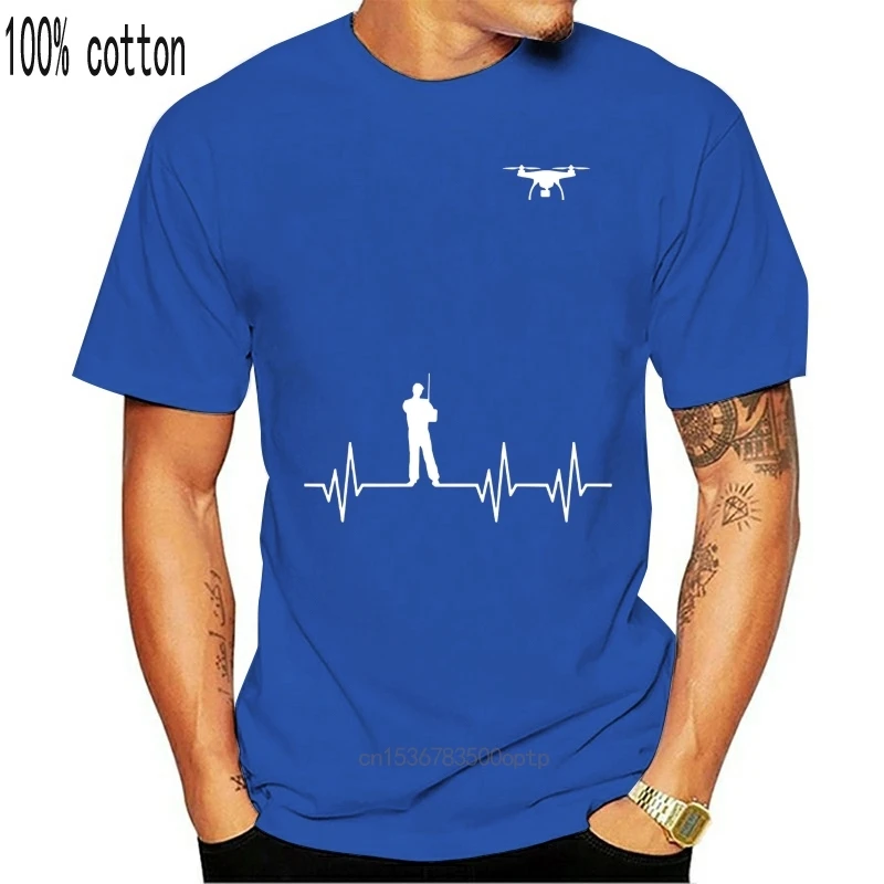 

Brand New 2019 Summer Mens Short Sleeve Drone Heartbeat Funny Drone Pilot T Shirt Gift Tee