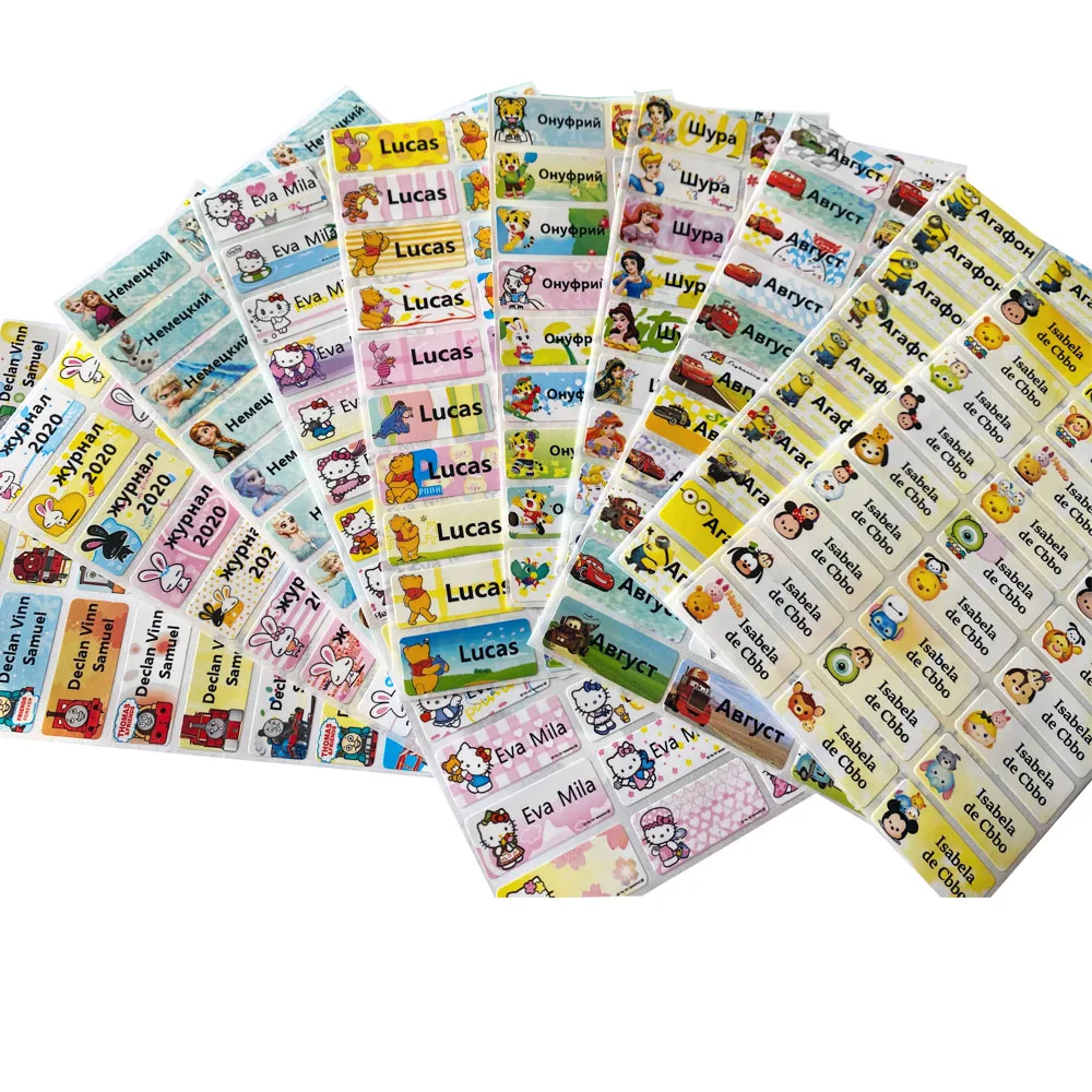 60 шт. персональные наклейки с мультяшным рисунком водостойкие этикетки для