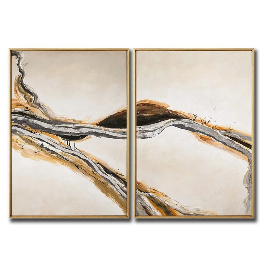 

No Framed Hand Painted Abstract 2 Pieces Oil Painting On Canvas Home Decoration Designs Wall Art Home Wall Hang Decor 2 Panels